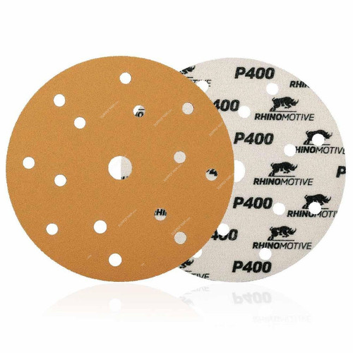 Rhinomotive Multi-Purpose Abrasive Disc, R1506, 150MM, P400, Gold, 100 Pcs/Box