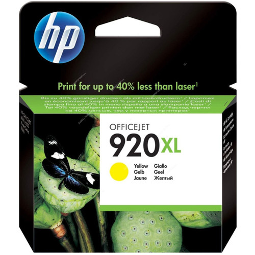 HP High Yield Original Ink Cartridge, CD974AA, 920XL, Yellow