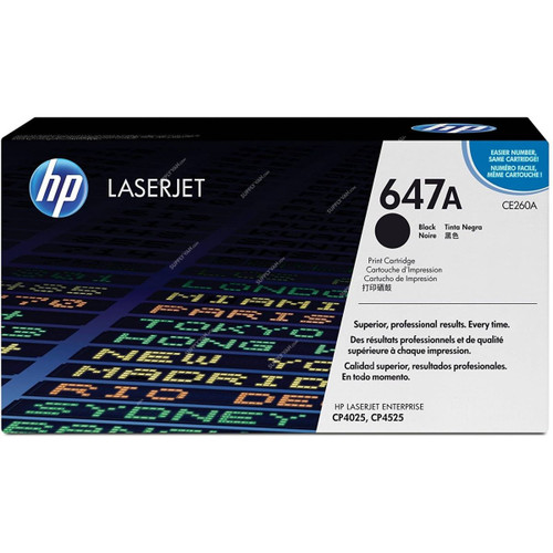 HP Original LaserJet Toner Cartridge, CE260A, 647A, Black