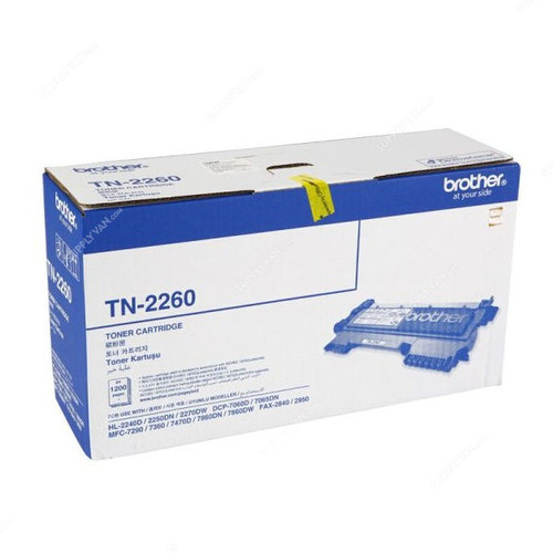 Brother Toner Cartridge, TN-2260, 1200 Pages, Black