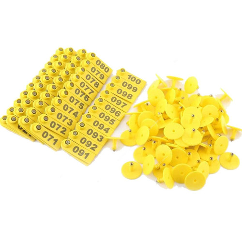 Number Ear Tag For Animals, 18 x 50CM, Yellow, 100 Pcs/Pack