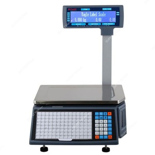 Eagle Pole Type Barcode Label Printing Weighing Scale, T30-EBR-Pole, 30 Kg, Black/Silver