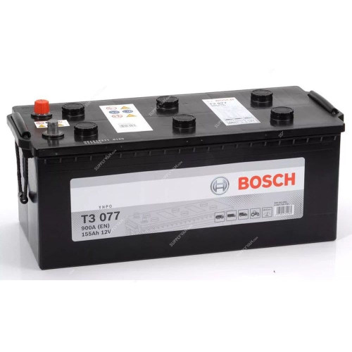 Bosch T3 077 Starter Battery, 0092T30200, 12V, 155Ah, 900A