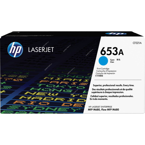 HP Original LaserJet Toner Cartridge, CF321A, 653A, Cyan