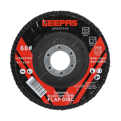 Geepas Flap Disc, GPA59244, P60, 115 x 22MM