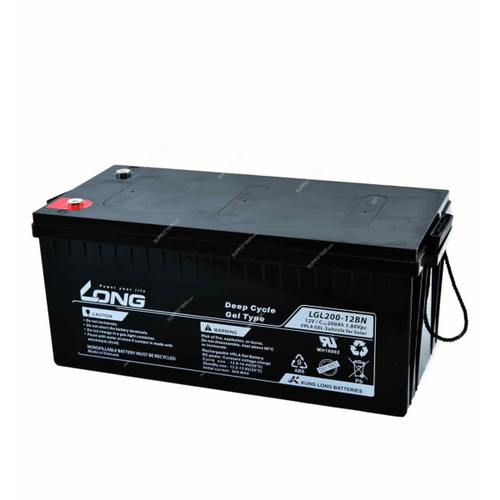 Long Rechargeable Gel Battery, LGL200-12BN, 12V, 200Ah/10 Hr