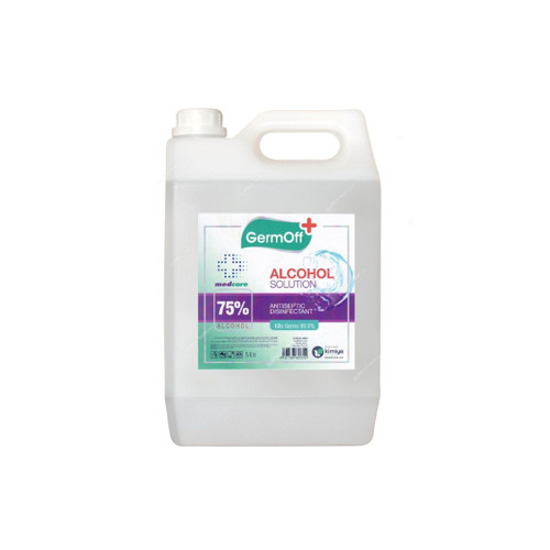 GermOff 75% Alcohol Solution Antiseptic Disinfectant, 5 Ltrs, 4 Pcs/Carton