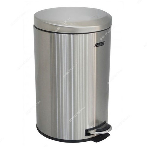 Brooks Pedal Bin With Moon Lid, BKS-SS-094, Stainless Steel, 20 Ltrs, Silver