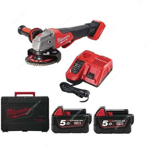 Milwaukee Cordless Angle Grinder Kit, M18FSAGV125XPDB-502X, 18V, 125MM, 5 Pcs/Kit