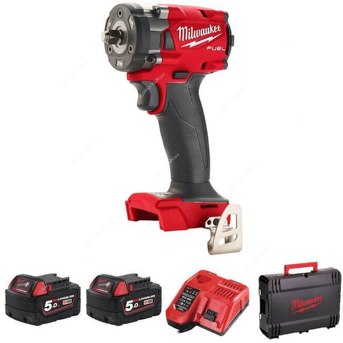 Milwaukee Cordless Impact Wrench Kit With Friction Ring, M18FIW2F38-502X, 3/8 Inch, 18V, 5 Pcs/Kit