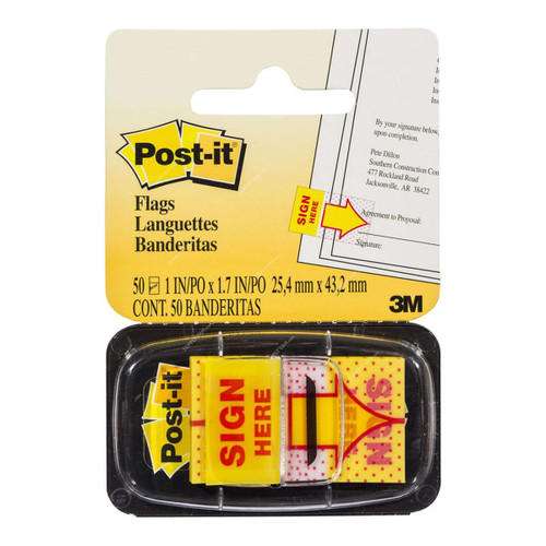 Post-It Sign Here Tape Flag, 680-9, 25 x 43MM, 50 Pcs/Pack