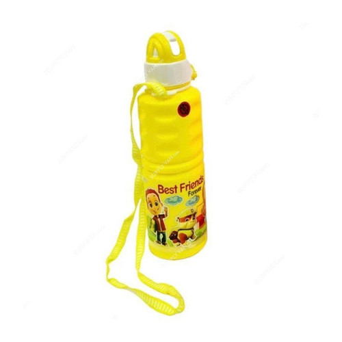Cartoon Character Design Water Bottle With Strap, Plastic, Yellow