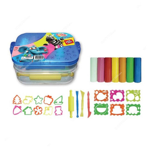 Kiddy Clay Modelling Clay Set With 16 Molds, KC-PX-380-7-plus-16SM, Multicolor, 23 Pcs/Set
