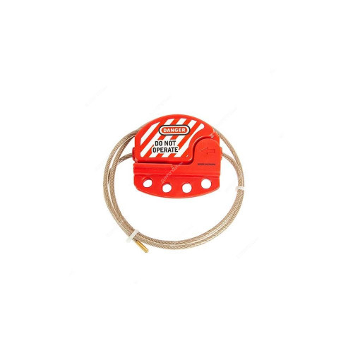 Loto-Lok Adjustable Cable Lockout, CL-3F-4MC, 4mm x 0.8 Mtr, Red