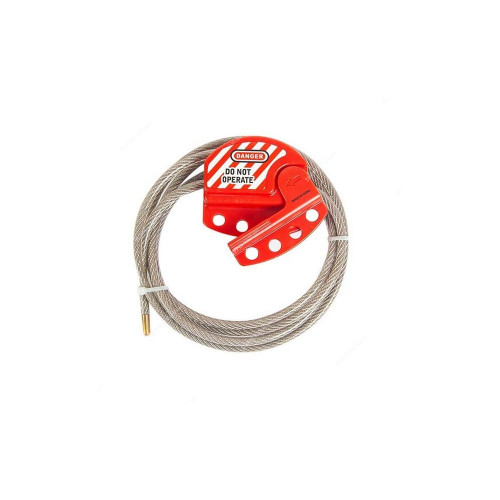 Loto-Lok Adjustable Cable Lockout, CL-6F-6MC, 6mm x 1.8 Mtrs, Red