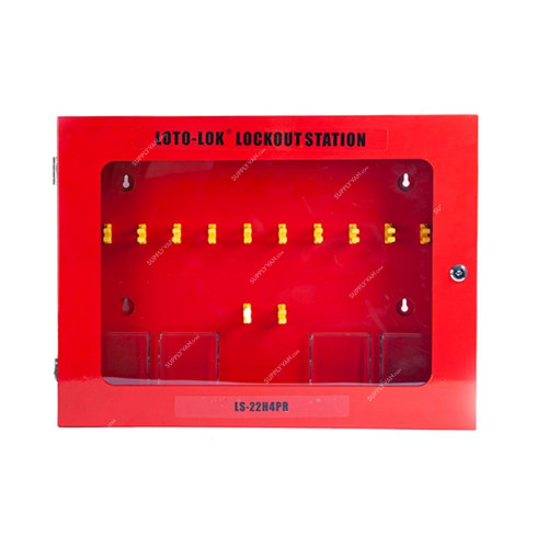 Loto-Lok Padlock Cabinet, LS-22H4PR, 20 Locks, 580 x 430MM, Red