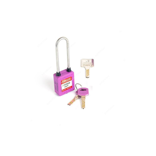 Loto-Lok Three Point Traceability Lockout Padlock, 3PTPPKDMKL80, Nylon and Stainless Steel, 80 x 5MM, Purple