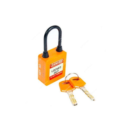 Loto-Lok Three Point Traceability Lockout Padlock, 3PTPOKDN40, Nylon, 40 x 5MM, Orange
