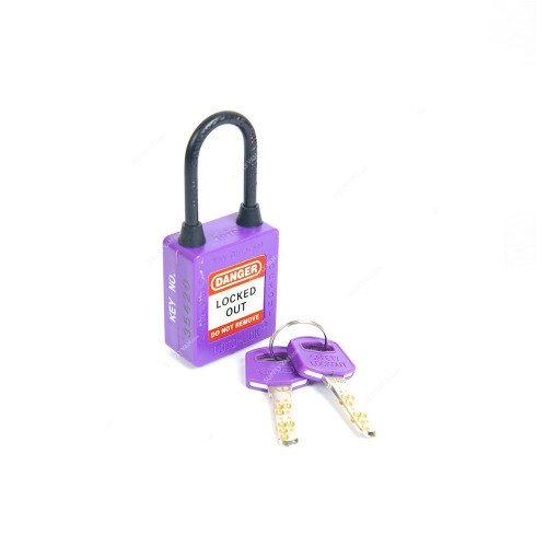 Loto-Lok Three Point Traceability Lockout Padlock, 3PTPPKDN40, Nylon, 40 x 5MM, Purple