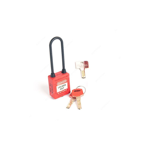 Loto-Lok Three Point Traceability Lockout Padlock, 3PTPRKDMKN80, Nylon, 80 x 5MM, Red