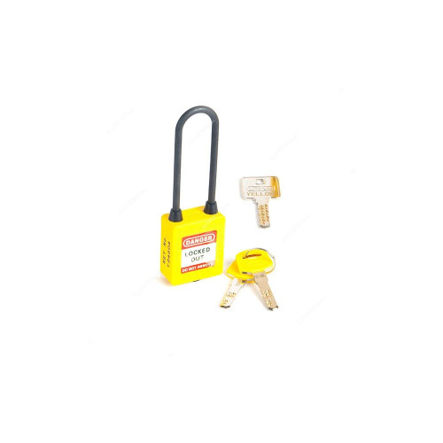 Loto-Lok Three Point Traceability Lockout Padlock, 3PTPYKDMKN80, Nylon, 80 x 5MM, Yellow
