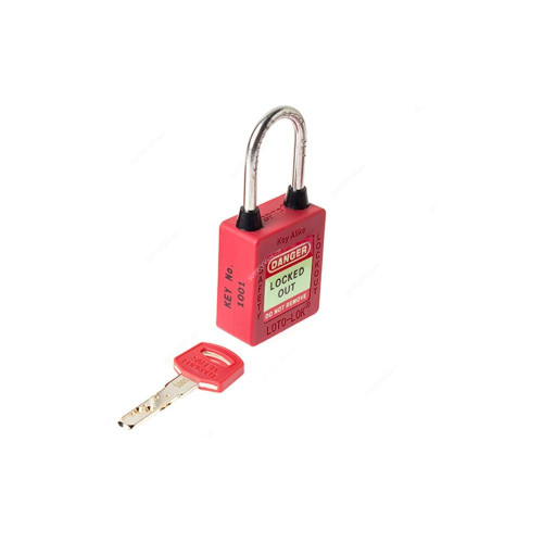 Loto-Lok Three Point Traceability Lockout Padlock, 3PTPRKAR40, Nylon and Stainless Steel, 40 x 5MM, Red