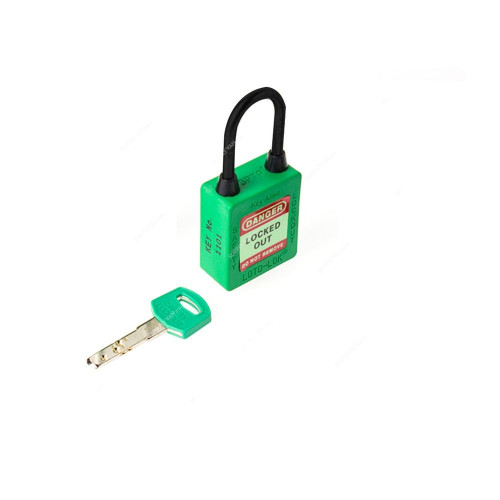 Loto-Lok Three Point Traceability Lockout Padlock, 3PTPGKAN40, Nylon, 40 x 5MM, Green