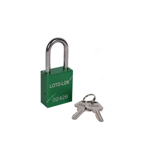 Loto-Lok Lockout Padlock, PD-ALGNKDS38, Aluminium and Stainless Steel, 38 x 6MM, Green