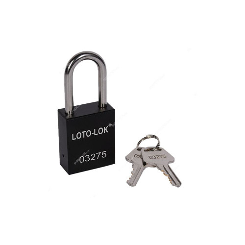 Loto-Lok Lockout Padlock, PD-ALBKKDS38, Aluminium and Stainless Steel, 38 x 6MM, Black