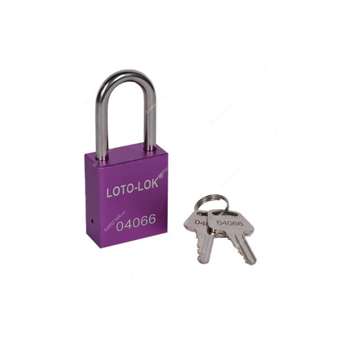 Loto-Lok Lockout Padlock, PD-ALPRKDS38, Aluminium and Stainless Steel, 38 x 6MM, Purple