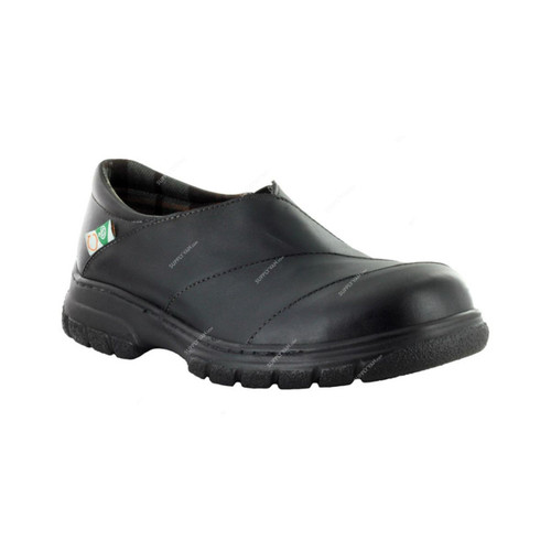 Mellow Walk Women Slip-On Safety Shoes, MADDY-481049, Leather, Size36.5, Black