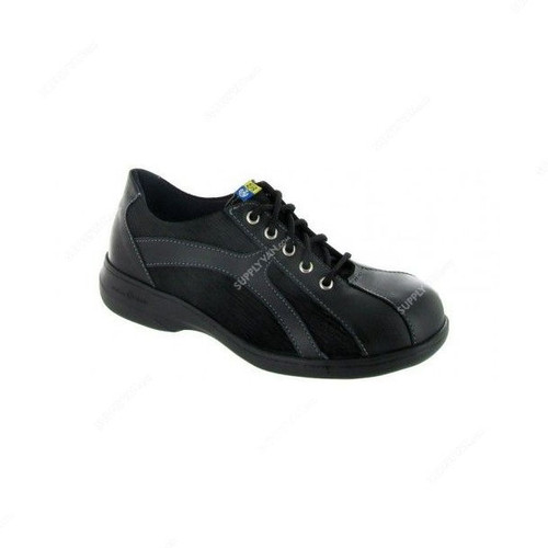 Mellow Walk Women Sneaker Safety Shoes, DAISY-420092, Leather, Size36.5, Black