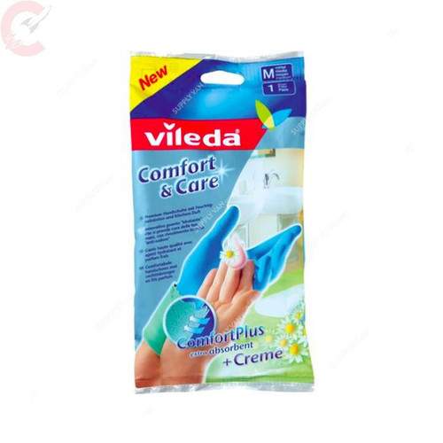 Vileda Comfort and Care Gloves, M, Blue