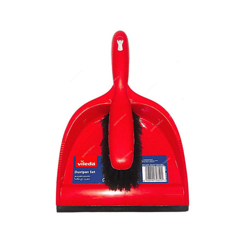 Vileda Dustpan With Brush, Red/Black