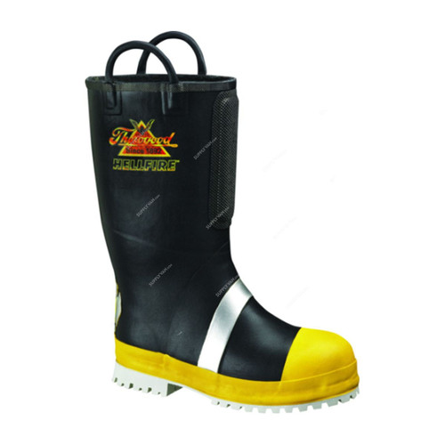 Naffco Fire Fighting Boots, 807-6003, Thorogood, Size38, Black/Yellow