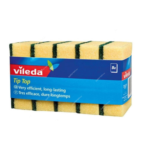 Vileda Tip Top Med Foam Sponge Scourer, 5 Pcs/Pack