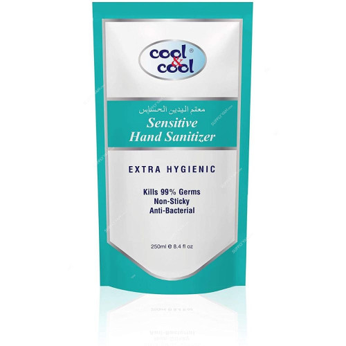 Cool and Cool Sensitive Hand Sanitizer Refill Pack, Gel, 250ML