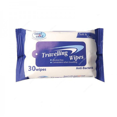 Cool and Cool Travelling Wipes, White, 30 Pcs/Pack