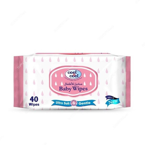 Cool and Cool Baby Wipes, Regular, White, 40 Pcs/Pack