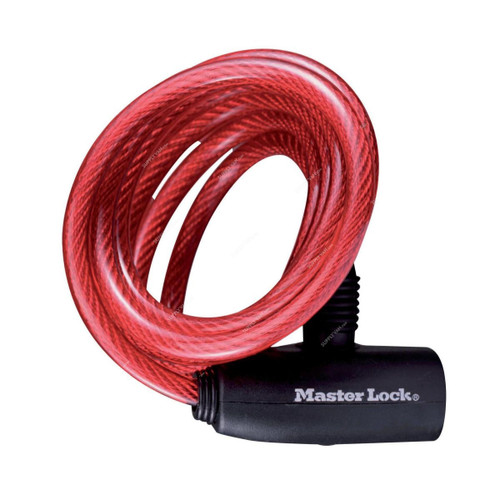 Master Lock Keyed Cable Lock, 8127EURDPRO, Red