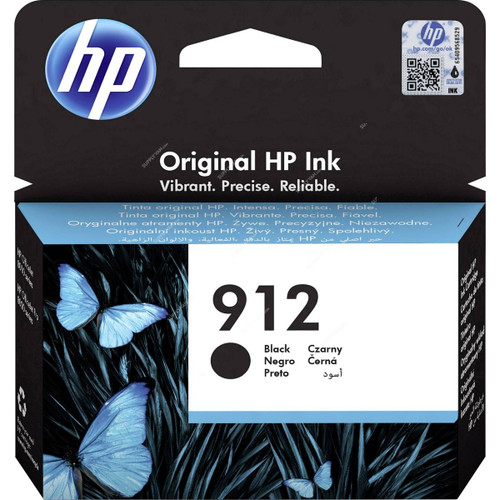 HP Original Ink Cartridge, 3YL80AE, 912, 8.29ML, 300 Pages, Black