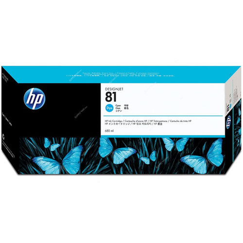 HP DesignJet Ink Cartridge, C4931A, 81, 680ML, 1000 Pages, Cyan