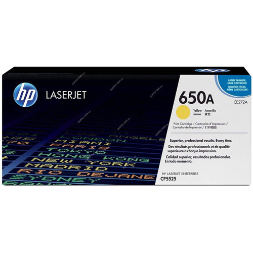 HP Original LaserJet Toner Cartridge, CE272A, 650A, 15000 Pages, Yellow