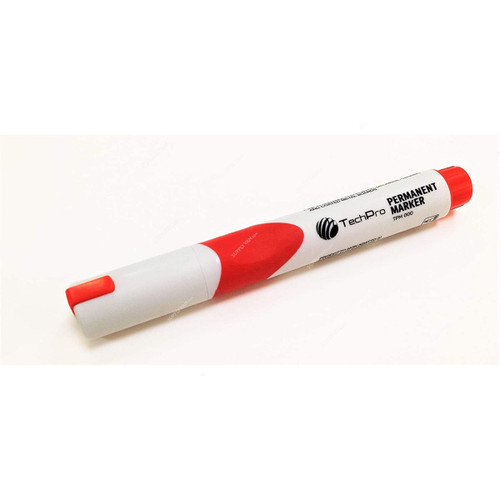 Techpro Permanent Marker, TPM001, Bullet Tip, Red