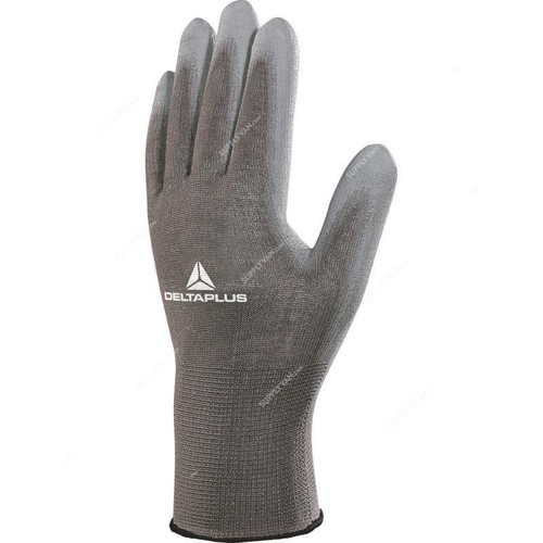 Delta Plus Knitted Glove, VE702PG10, Size10, 100% Polyester, Grey