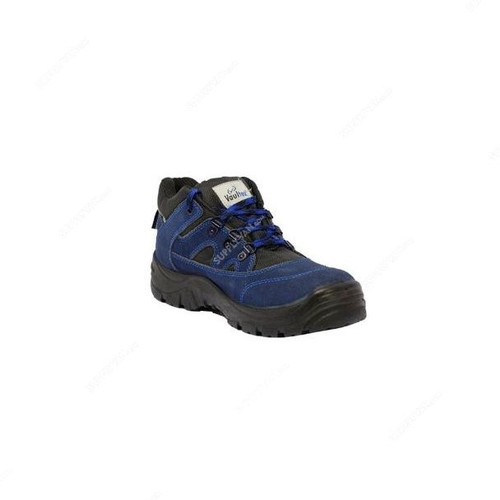Vaultex Low Ankle Safety Shoes, KAN, Leather, Steel Toe, Size43, Black/Blue