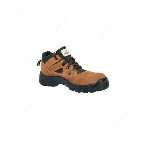 Vaultex High Ankle Safety Shoes, CSK, Leather, Steel Toe, Size38, Black/Brown
