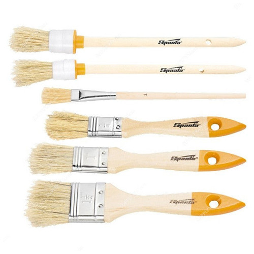 Sparta Flat Paint Brush Set With Wooden Handle, 841145, Pink/Orange, 6 Pcs/Set