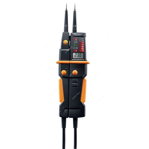 Testo Electrical Voltage Tester, 750-3, 12-690V, Black/Orange