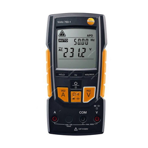 Testo Digital Multimeter, 760-1, 2 Line Display, Black/Orange